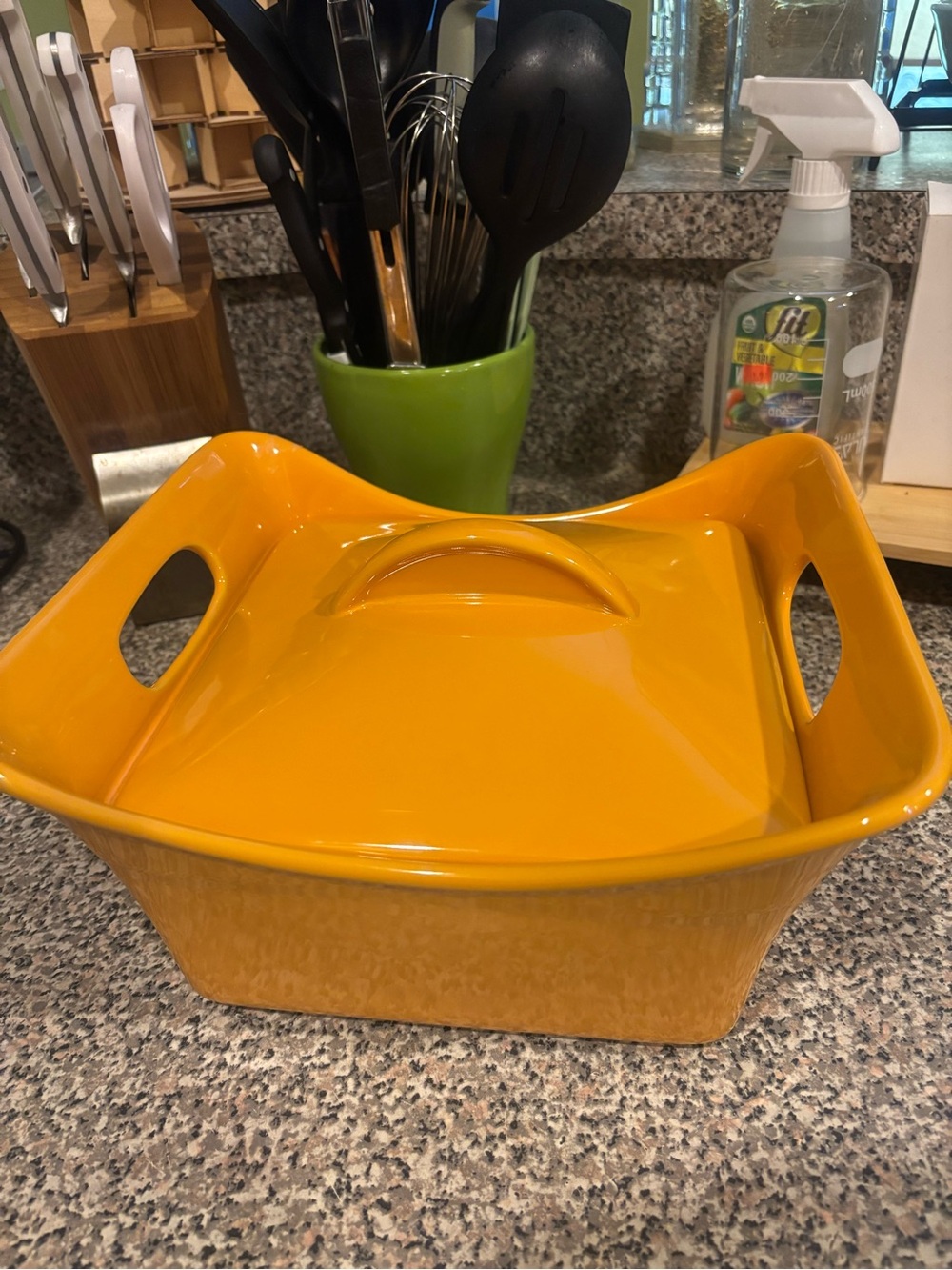 Rachael Ray Mustard 2.5 QT Quart Square Casserole Baking Dish w/Lid 9x11